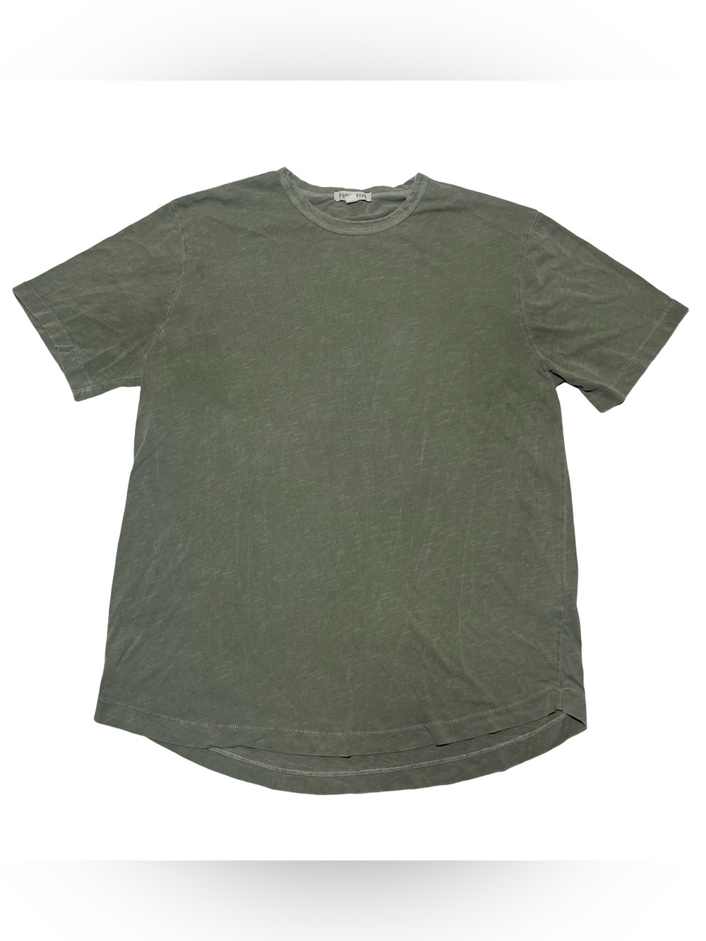 Forty Five Huckberry T Shirt Mens M Green Solid Short Sleeve Curved Hem